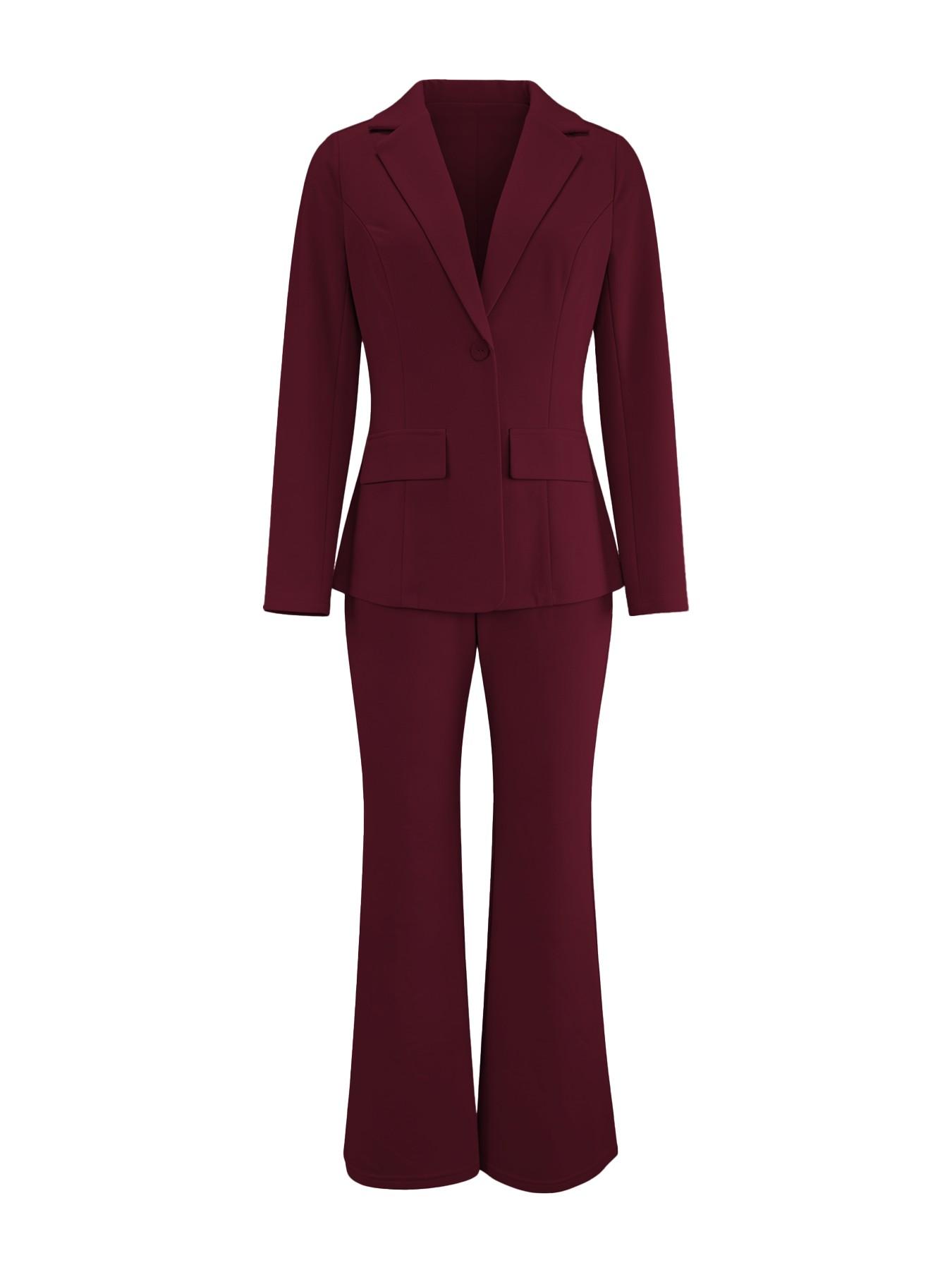 Women's Two-Piece Matching Set, Pants Set Outfit, Plain Button Lapel Fitted Blazer & Suit Pants, Business Casual Long Sleeve Outerwear & Trousers for Daily Outdoor Wear, Work Office Clothes, All Seasons, Essential Business Attire, Work Casual Blazers Women's Two-Piece Matching Set, Pants Set Outfit, Plain Button Lapel Fitted Blazer & Suit Pants, Business Casual Long Sleeve Outerwear & Trousers for Daily Outdoor Wear, Work Office Clothes, All Seasons, Essential Business Attire, Work Casual Blazers