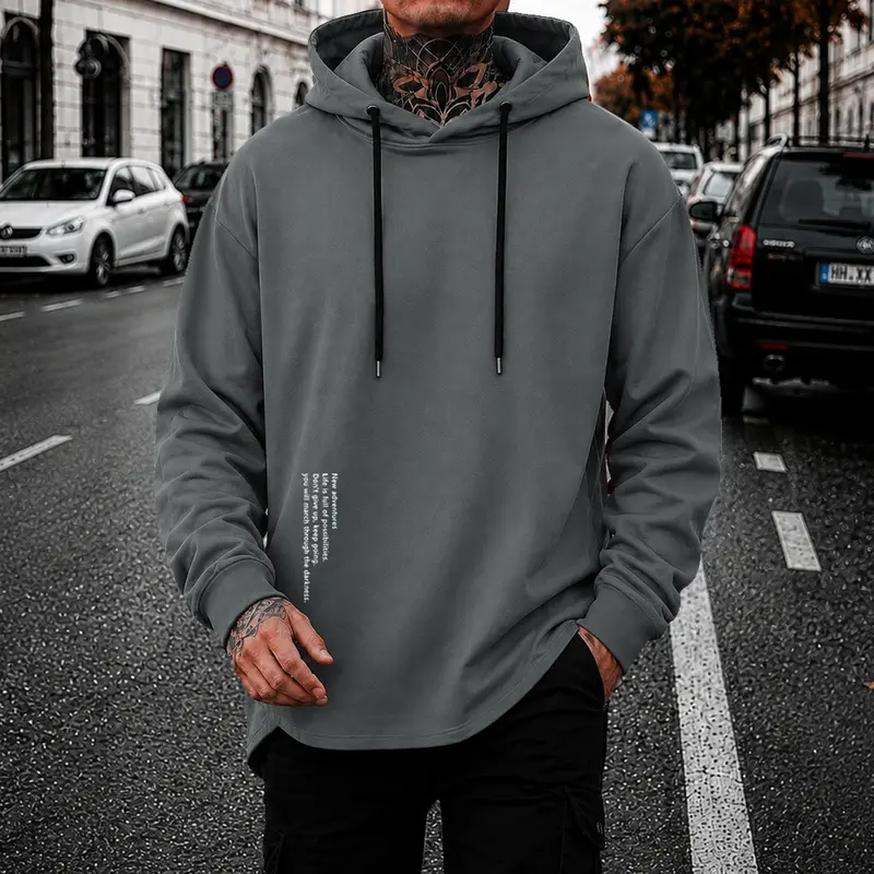 Men's Minimalist Casual Hooded Knit Sweatshirt