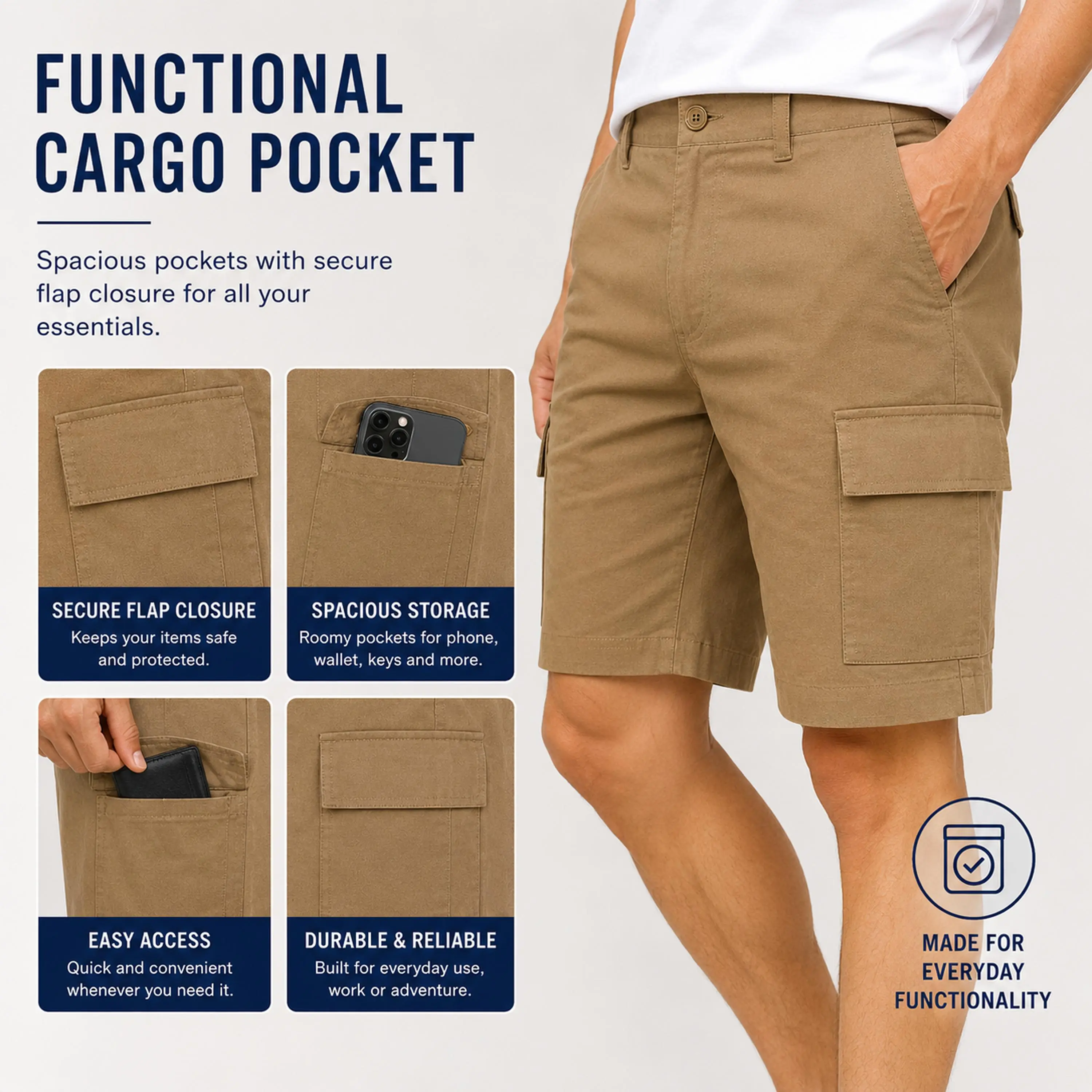 Men's Ultra-Stretch Cargo Shorts