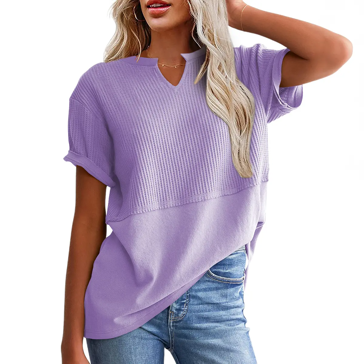 Women's Long Waffle-Knit Top