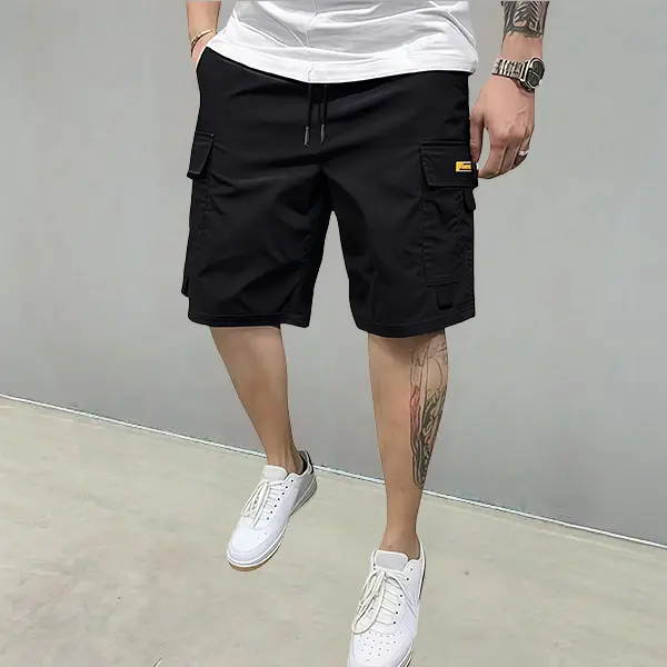 Men's Solid-Color Casual Cargo Shorts for Summer