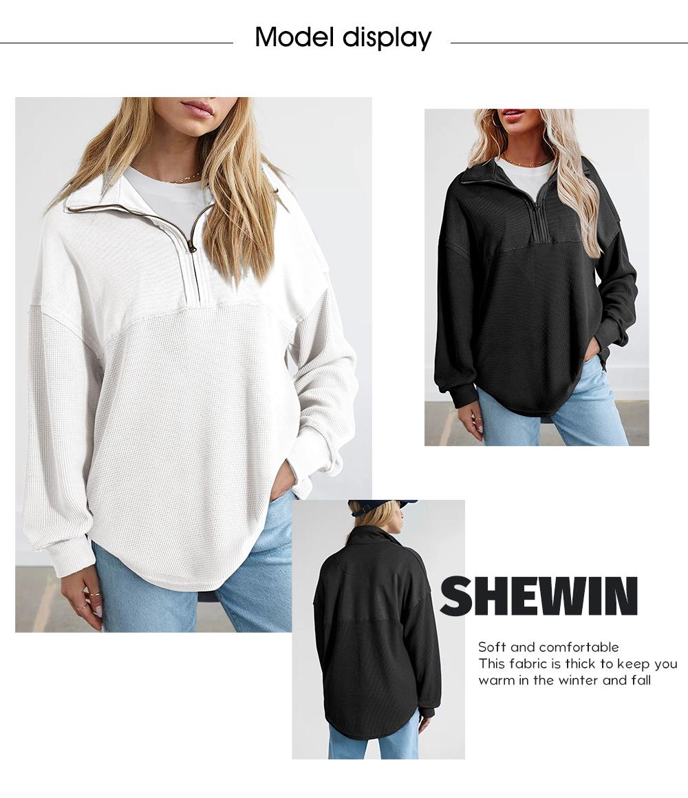 Shewin Women's Half-Zip Waffle Knit Tops - Oversized Long Sleeve Cotton Casual Pullovers DealsForYouDays,summerwins,summeroutfits,vacationoutfits,beachoutfits Knitwear Womenswear,back to school,back to school shopping Shewin Women's Half-Zip Waffle Knit Tops - Oversized Long Sleeve Cotton Casual Pullovers DealsForYouDays,summerwins,summeroutfits,vacationoutfits,beachoutfits Knitwear Womenswear,back to school,back to school shopping