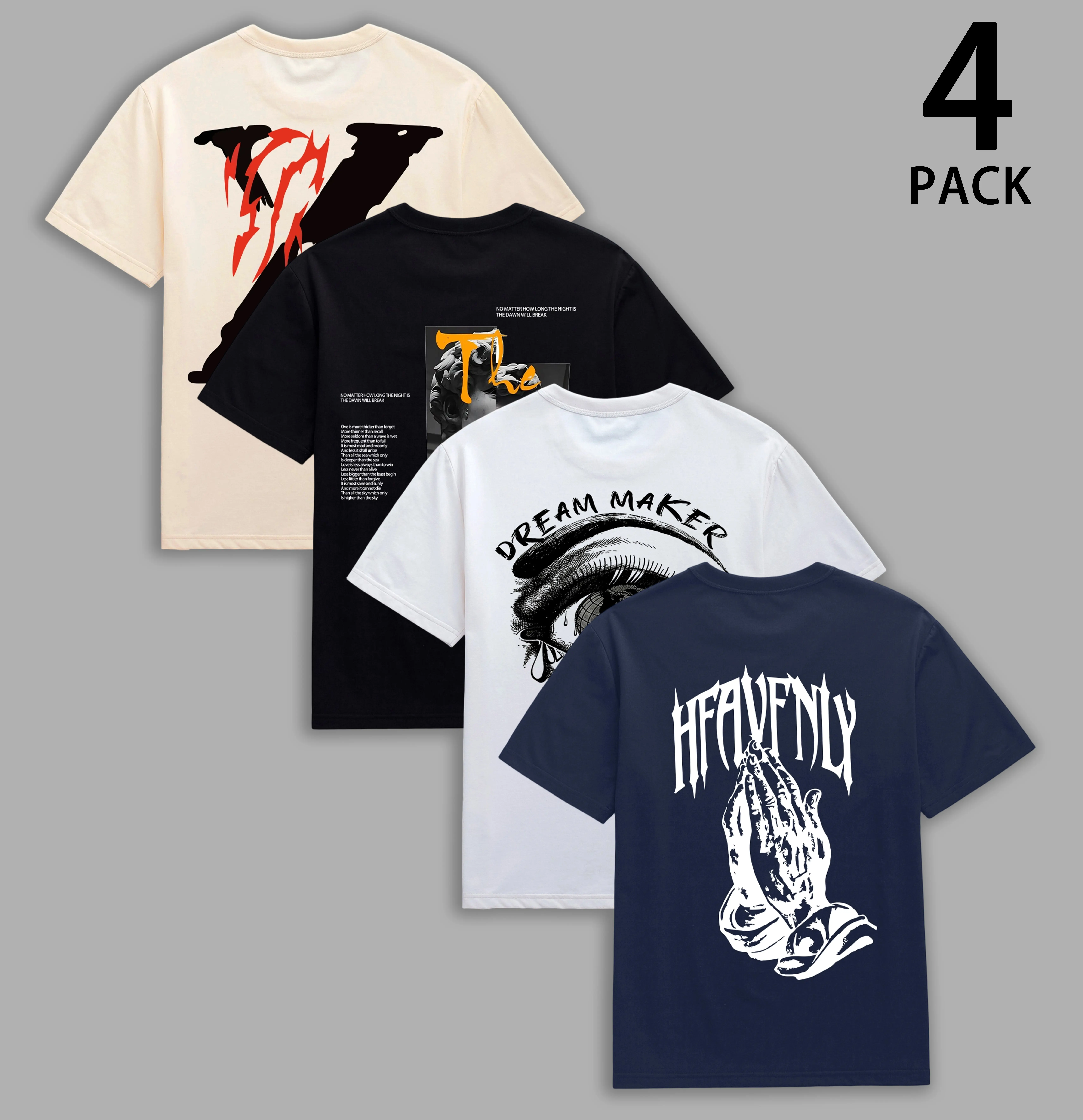 Men's Loose-Fit Printed Street-Style T-Shirt