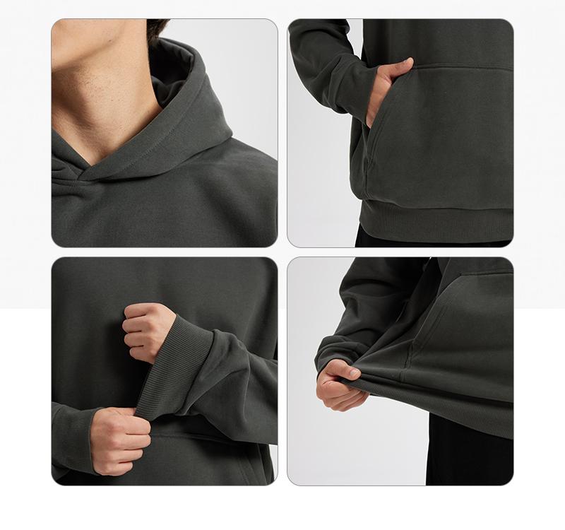 Men's Hoodie Cotton Blend Long Sleeve Pullover Regular Fit Soft Breathable Durable Everyday Comfort Machine Washable Casual Outdoor Urban Street Wear Black Beige