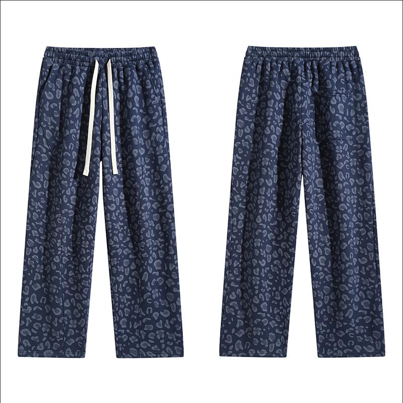 Men's loose wide leg sports pants are breathable and skin friendly, suitable for daily leisure activities. Leopard print pants Lightweight Pants Casual Comfy Baggy
