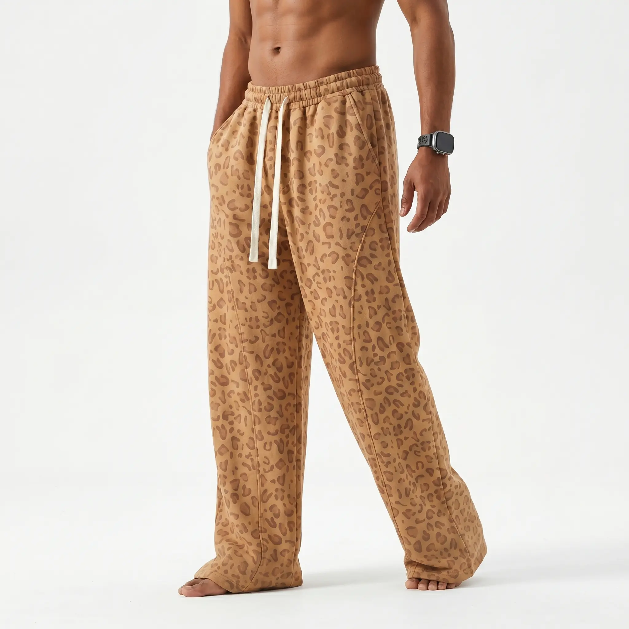 Men's loose-fit wide-leg sweatpants