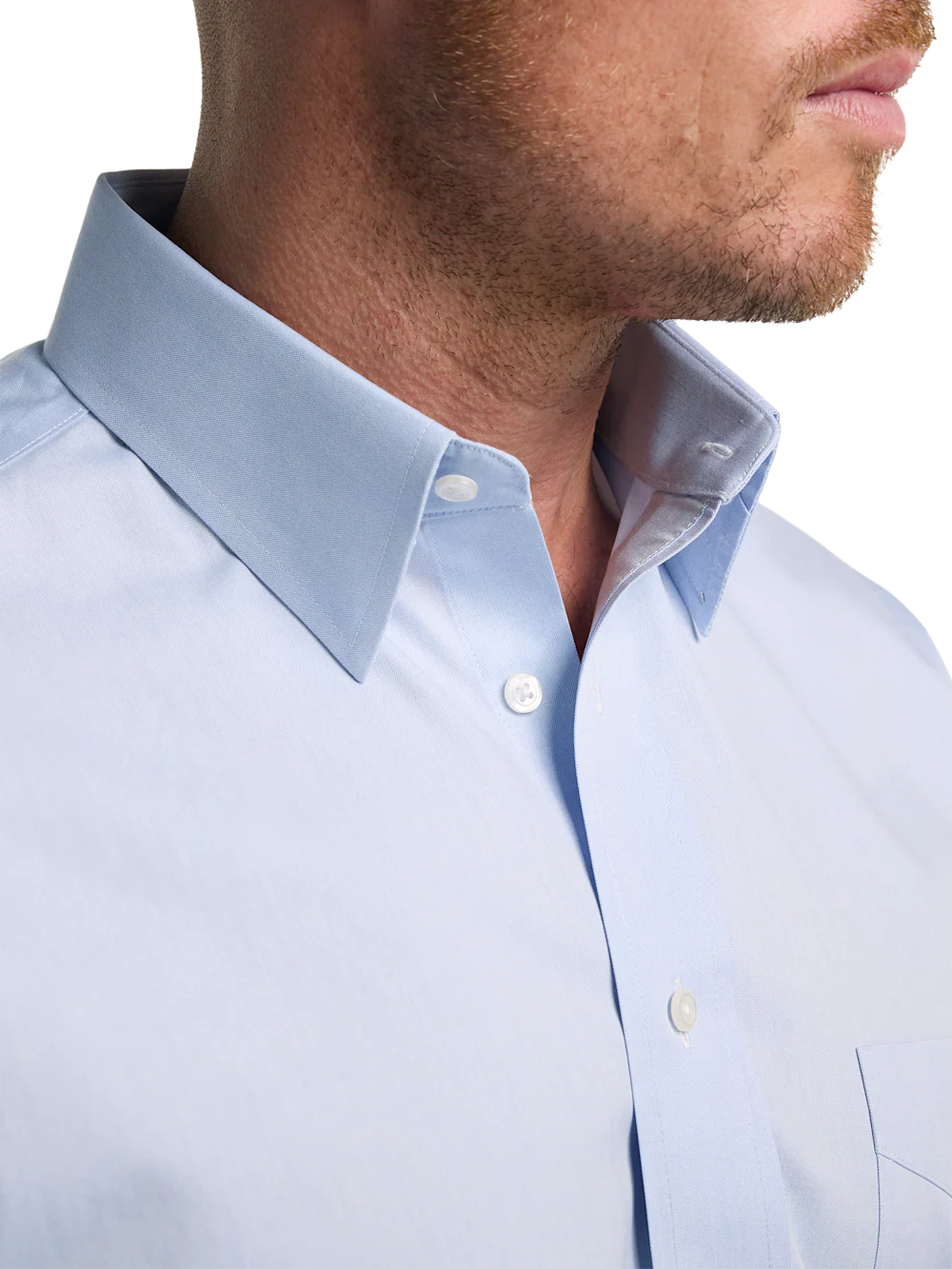 Solid-color point-collar dress shirt in finely woven pure cotton