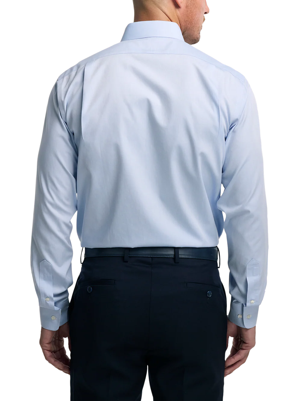 Solid-color point-collar dress shirt in finely woven pure cotton