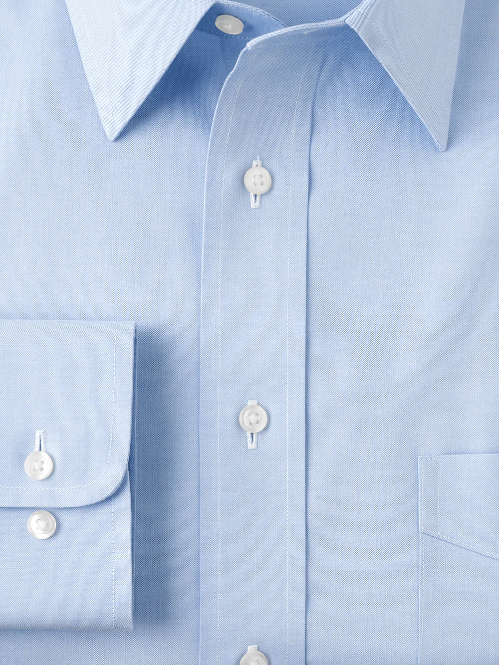 Solid-color point-collar dress shirt in finely woven pure cotton
