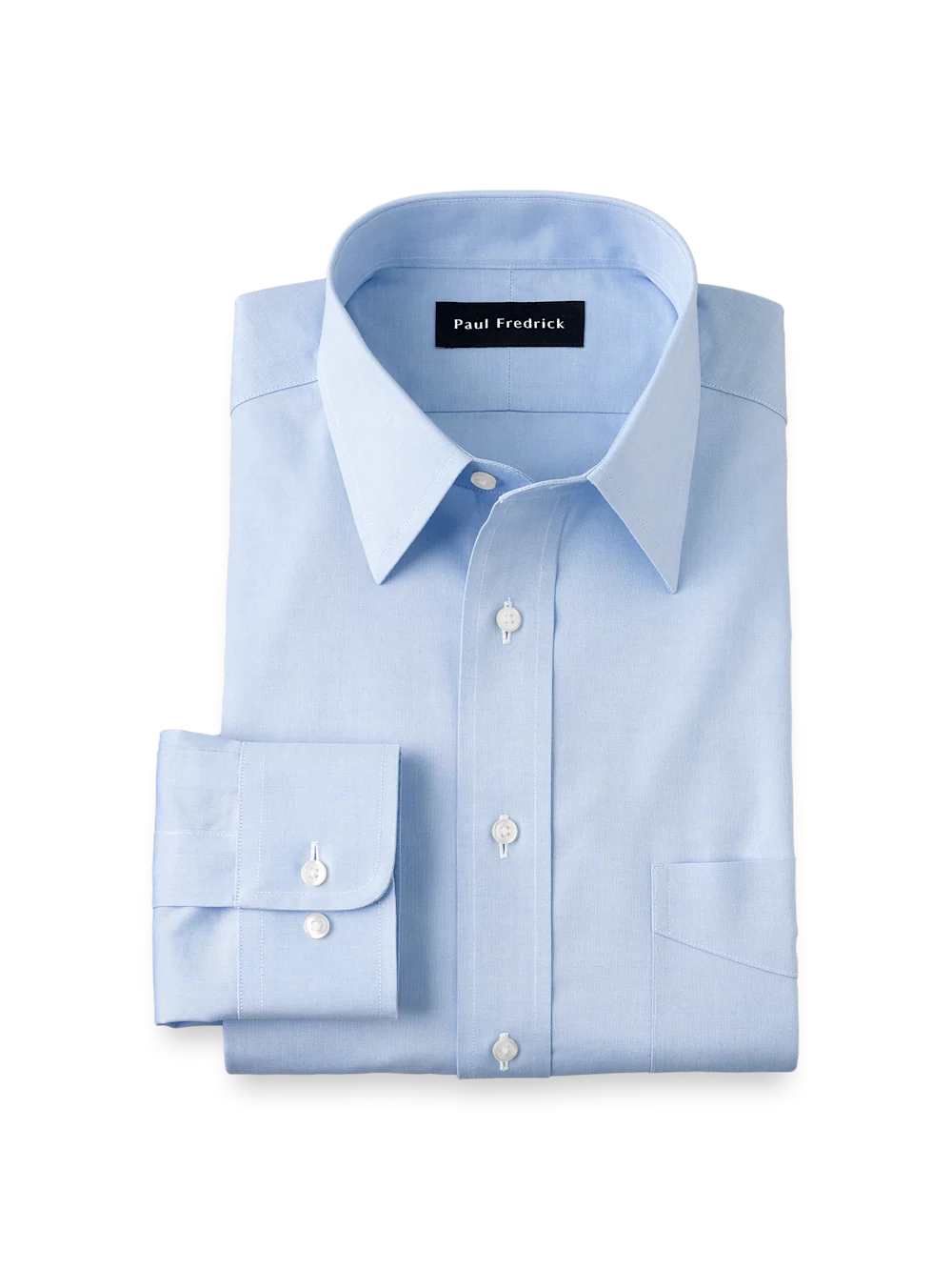 Solid-color point-collar dress shirt in finely woven pure cotton