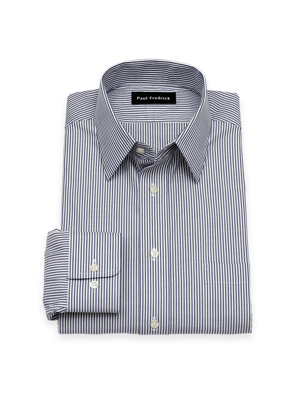 Solid-color point-collar dress shirt in finely woven pure cotton