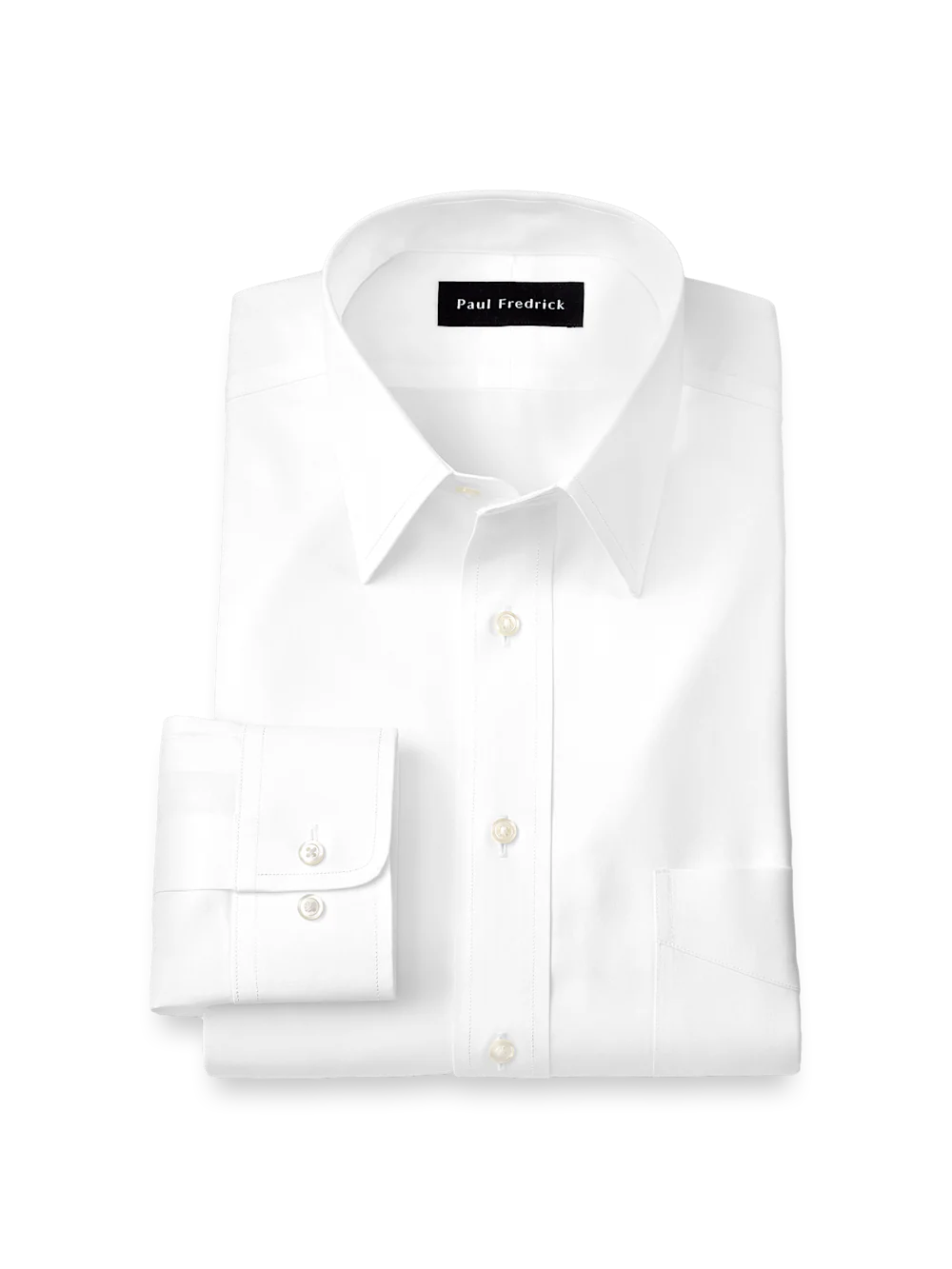 Solid-color point-collar dress shirt in finely woven pure cotton