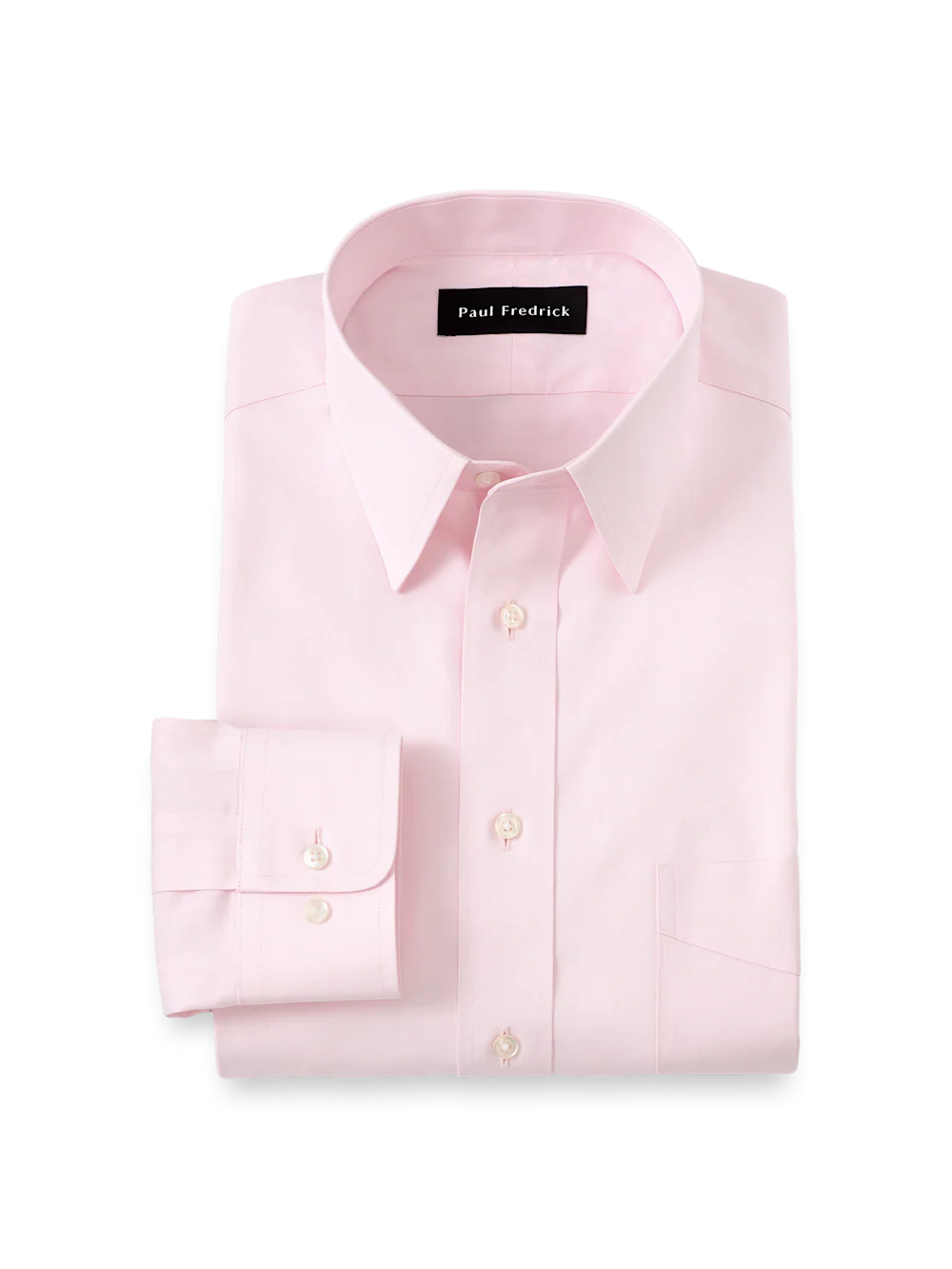 Solid-color point-collar dress shirt in finely woven pure cotton