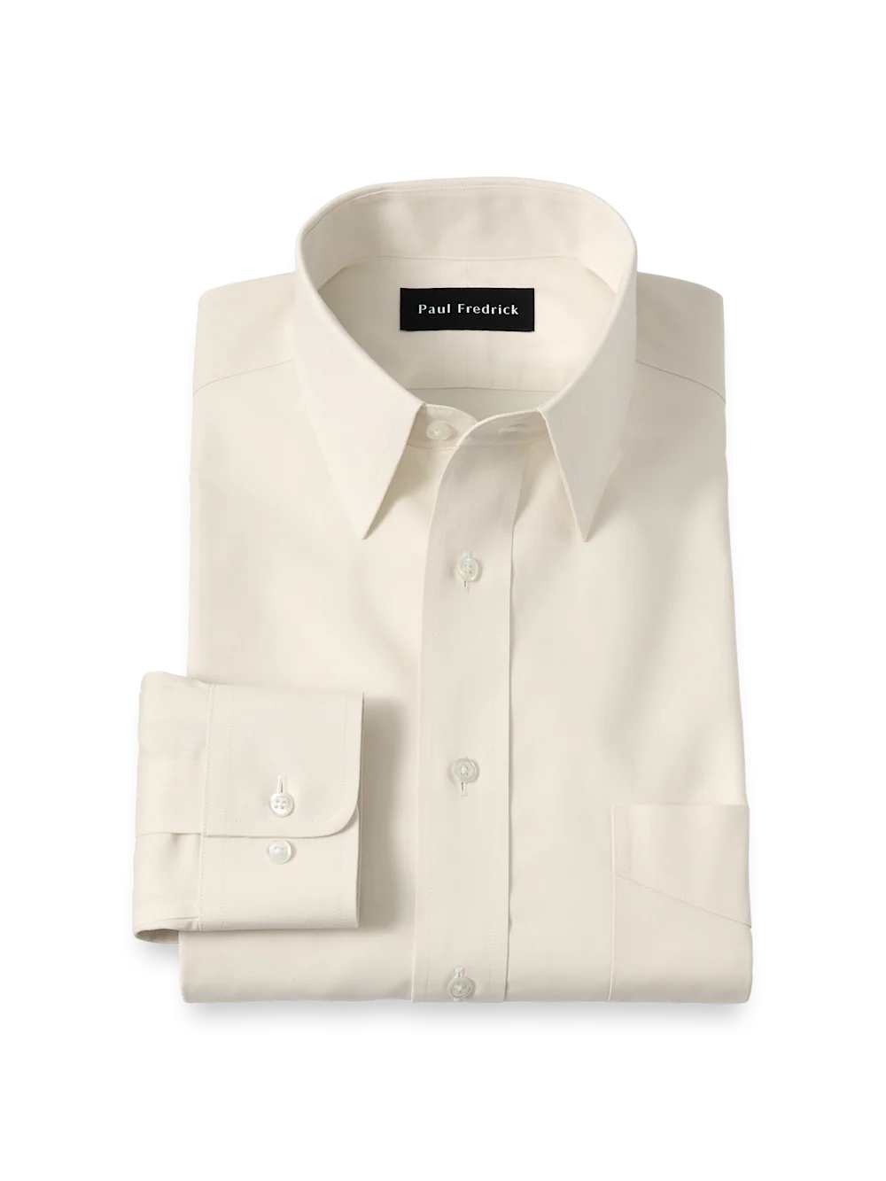 Solid-color point-collar dress shirt in finely woven pure cotton