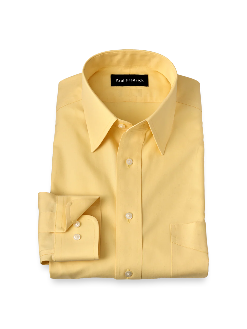 Solid-color point-collar dress shirt in finely woven pure cotton