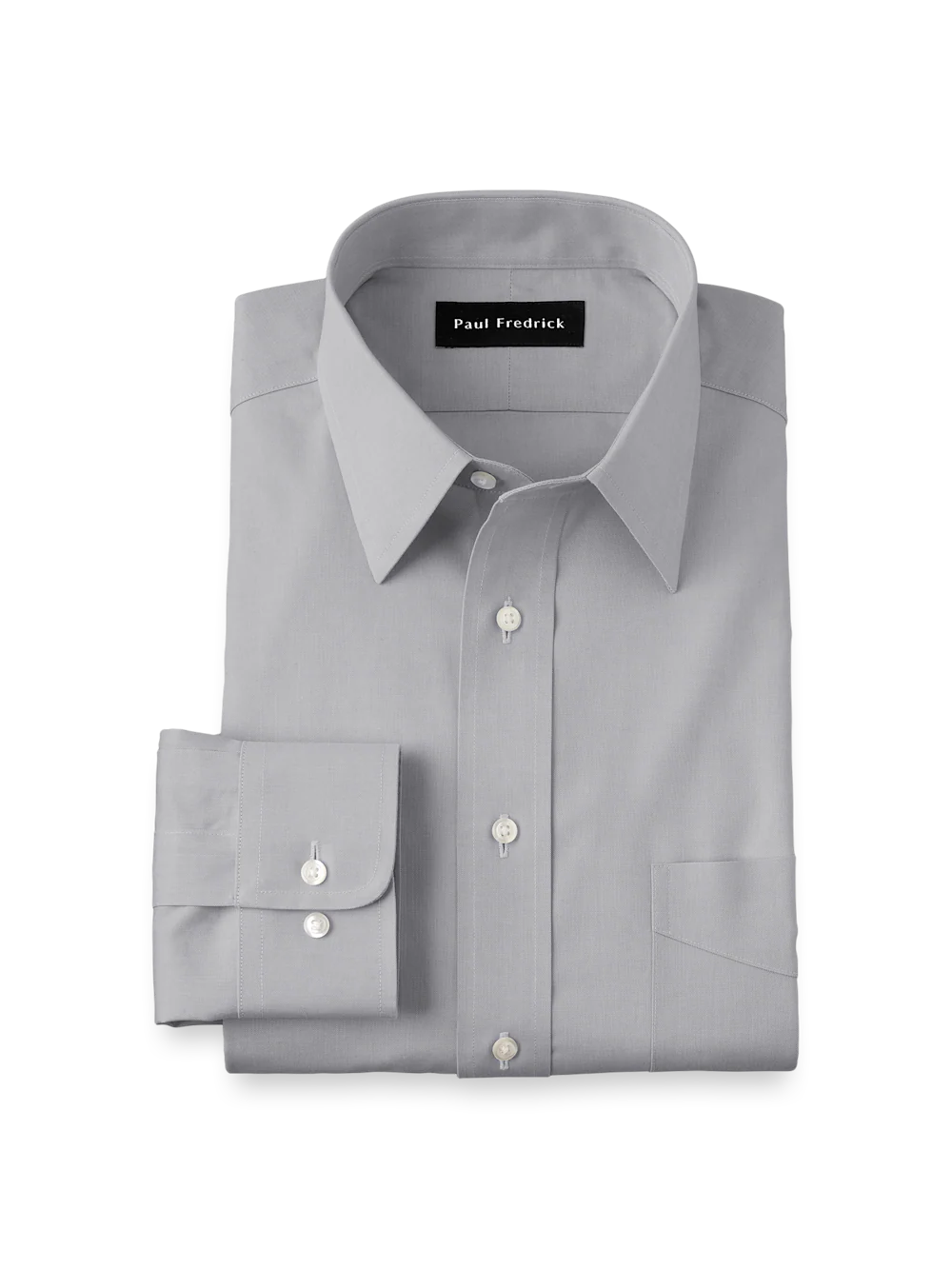 Solid-color point-collar dress shirt in finely woven pure cotton