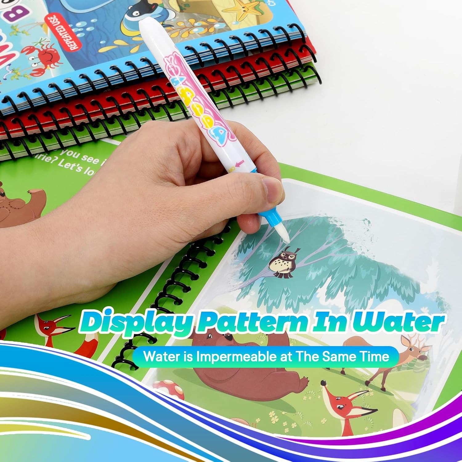 4 Pack Reusable Water Coloring Book for Toddlers