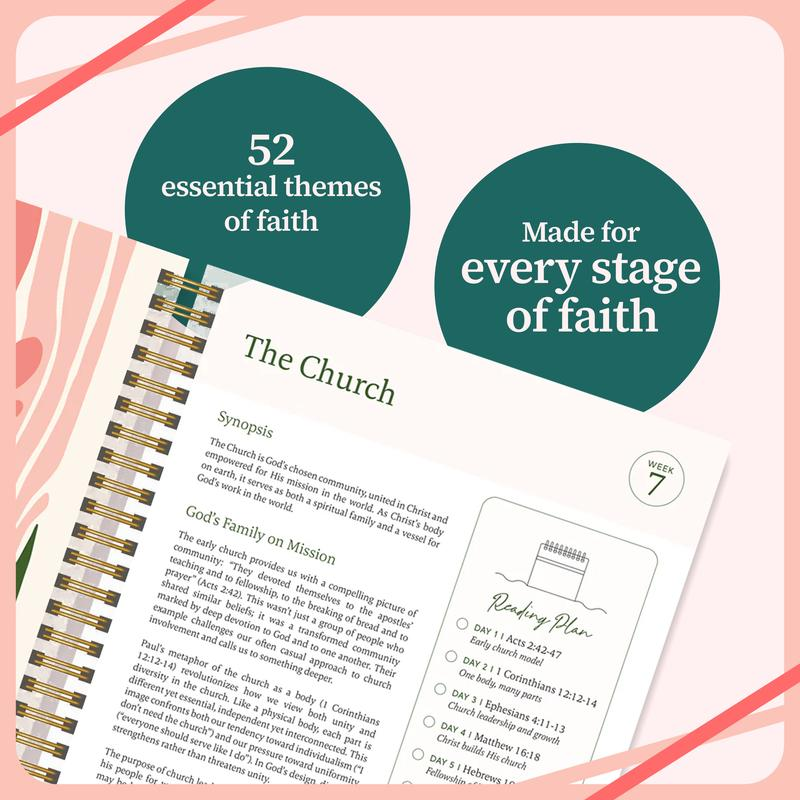 52-Week Spiritual Growth Study Guide | Spiral-Bound Interactive Devotional Journal