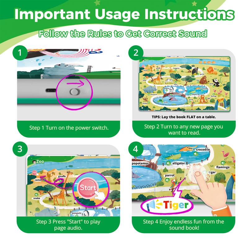 Interactive Learning Sound Book for Kids Ages 3-8 | 500 Core English Words | Touch & Learn Educational Toy