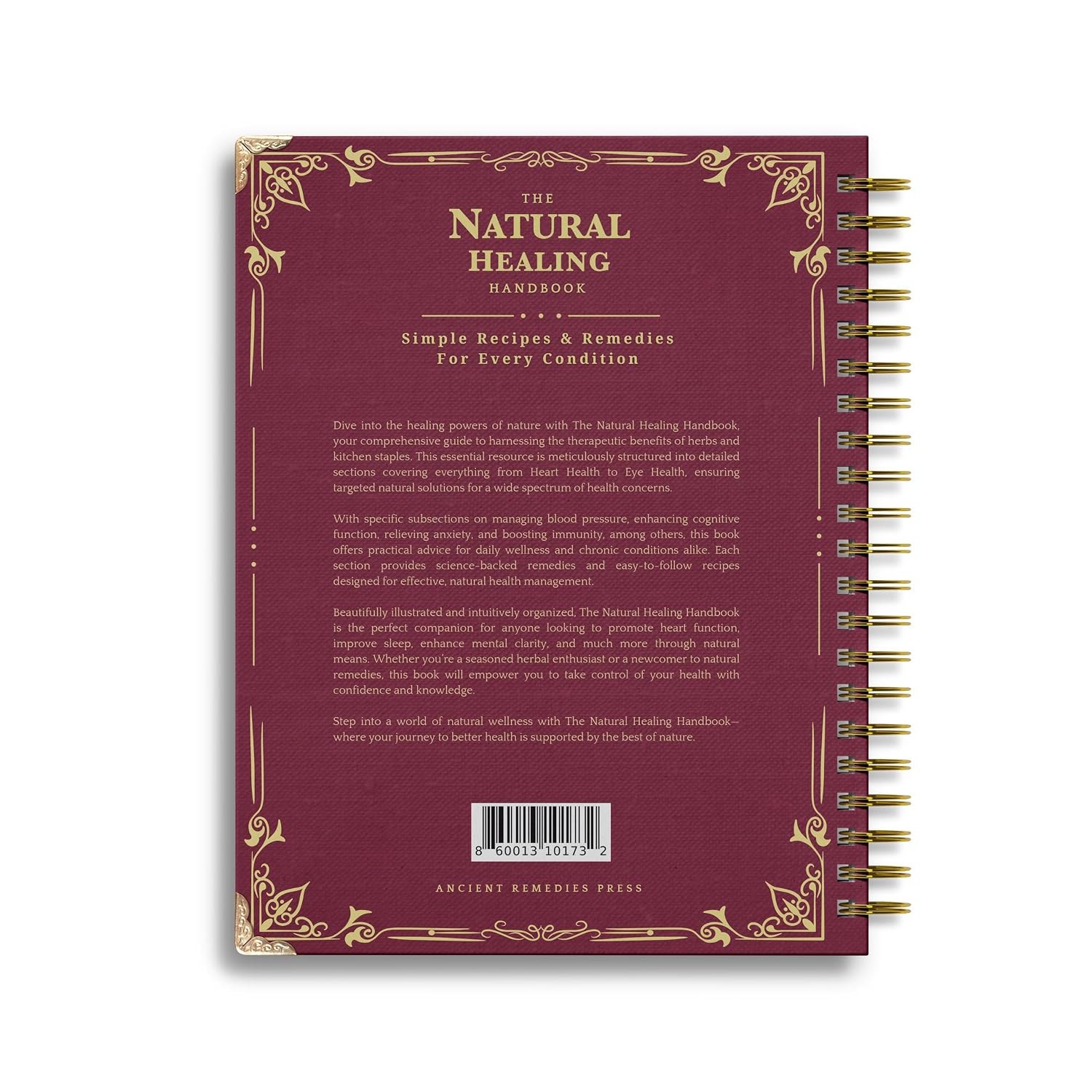 The Natural Healing Handbook, Spiral-Bound Guide for Herbal Remedies and Natural Recipes