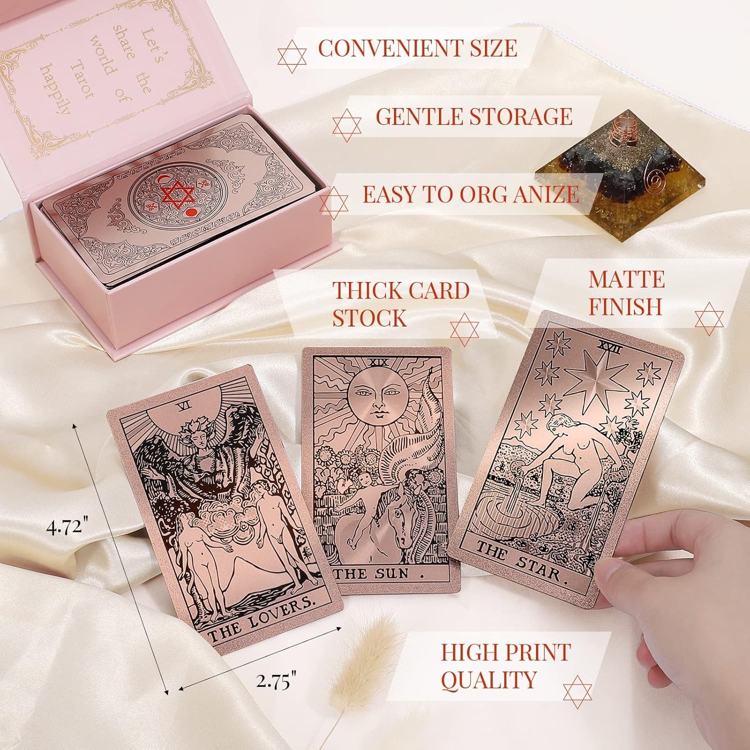 Rose Holographic Tarot Deck for Beginners - Gold Foil, Color-Shifting