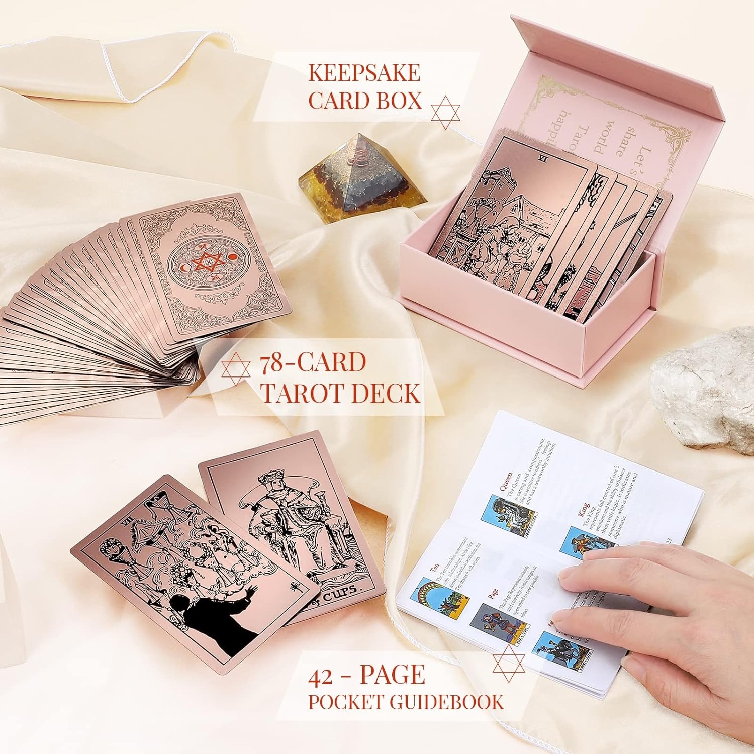 Rose Holographic Tarot Deck for Beginners - Gold Foil, Color-Shifting