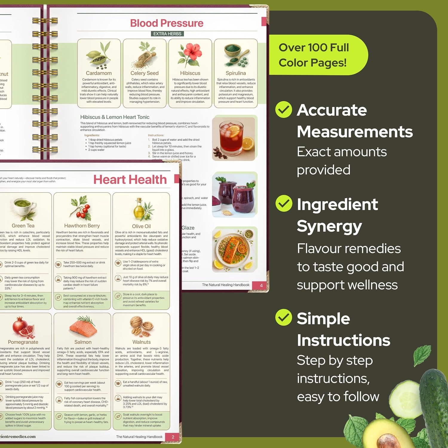 The Natural Healing Handbook, Spiral-Bound Guide for Herbal Remedies and Natural Recipes