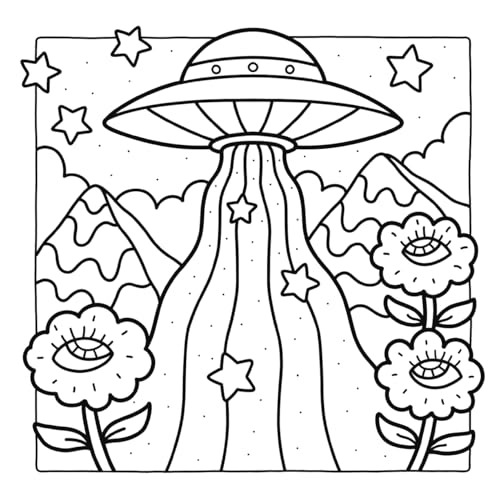 Trippy & Groovy: Coloring Book for Adults Featuring Mushrooms, Aliens, Magic Worlds and Illusions for Relaxation