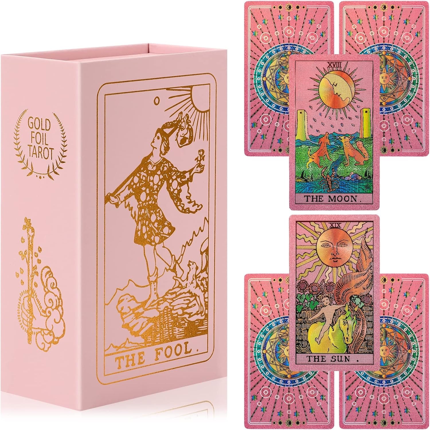 Rose Holographic Tarot Deck for Beginners - Gold Foil, Color-Shifting