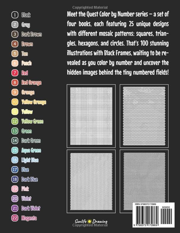 Premium Geometric Color by Number Book | 100 Mystery Mosaic Designs
