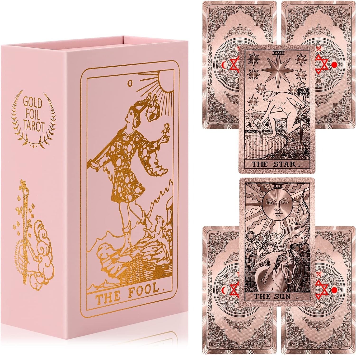 Rose Holographic Tarot Deck for Beginners - Gold Foil, Color-Shifting
