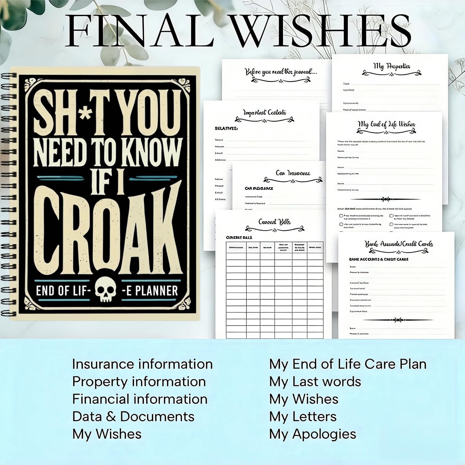 Gothic End-of-Life Planner & Legacy Organizer | Final Wishes Workbook (A5 Size)