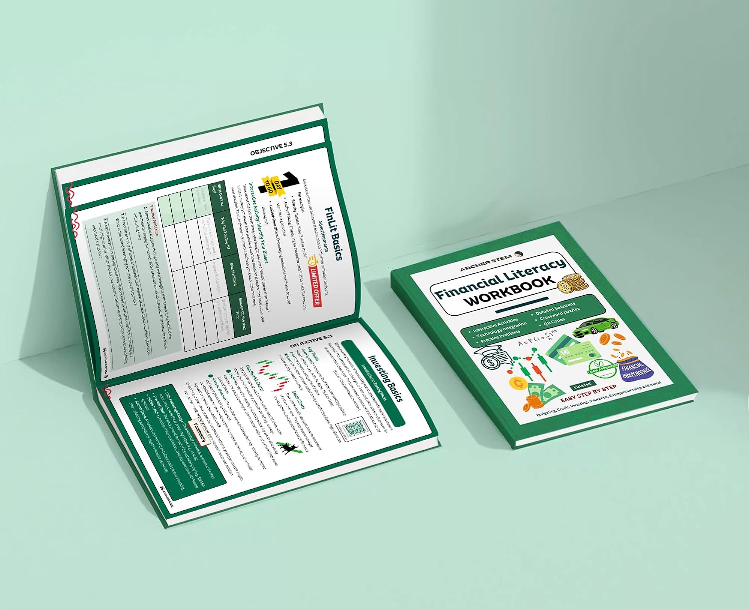 ENHANCE FINANCIAL KNOWLEDGE WITH CONFIDENCE  Our Financial Literacy Workbook written by “"ARCHER STEM" is a practical guide to mastering personal finance, ideal for students and adults. Covering real-world topics like budgeting and credit, it features int