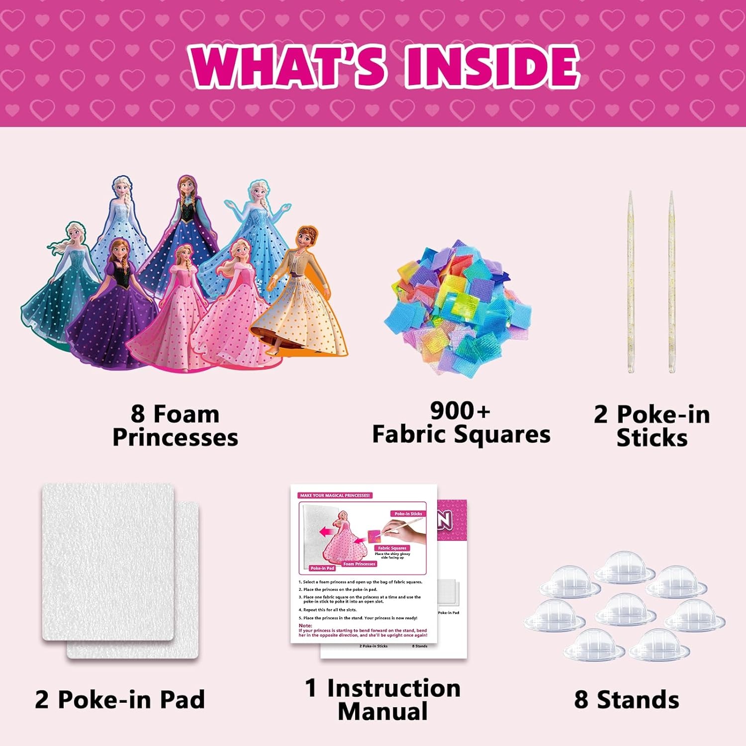 Poke-in 4-in-1 Diamond Painting Kits & Art Magic Princess Craft Kit Stuffers - Watercolor DIY Gifts for Girls