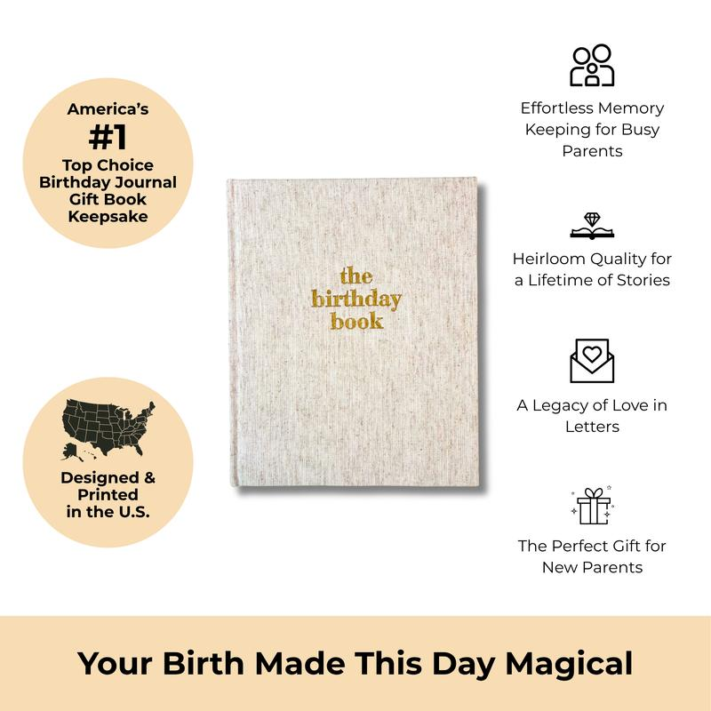Aesthetic Linen Birthday Keepsake Journal | Letters to My Child Memory Book | Heirloom Baby Memory Book & Meaningful Baby Shower Gift