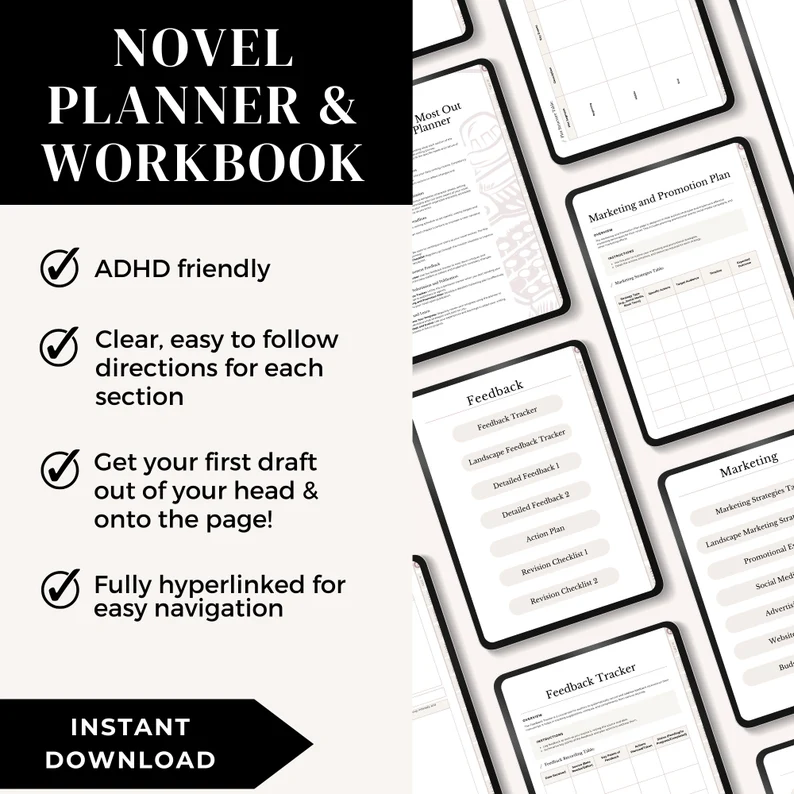 Ultimate Digital Novel Planner & Workbook | Editable Author's Guide & Story Tracker