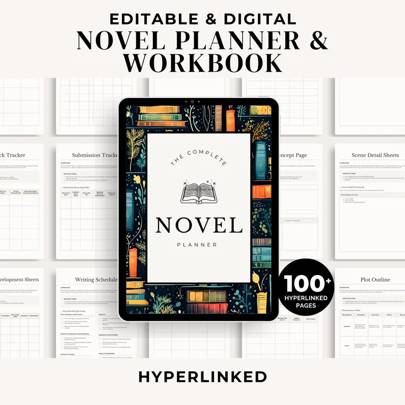 Ultimate Digital Novel Planner & Workbook | Editable Author's Guide & Story Tracker
