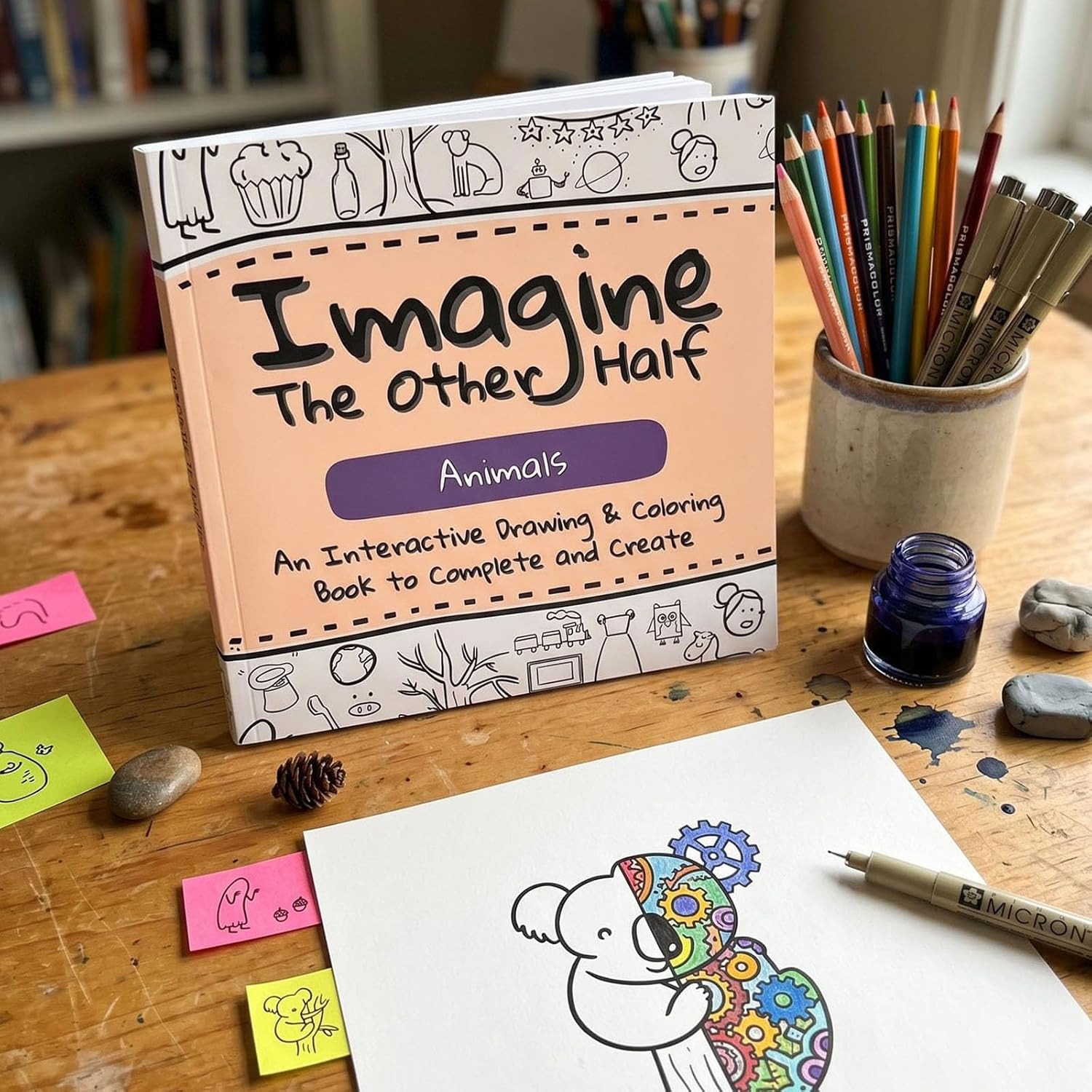 Imagine The Other Half: An Interactive Drawing & Coloring Book
