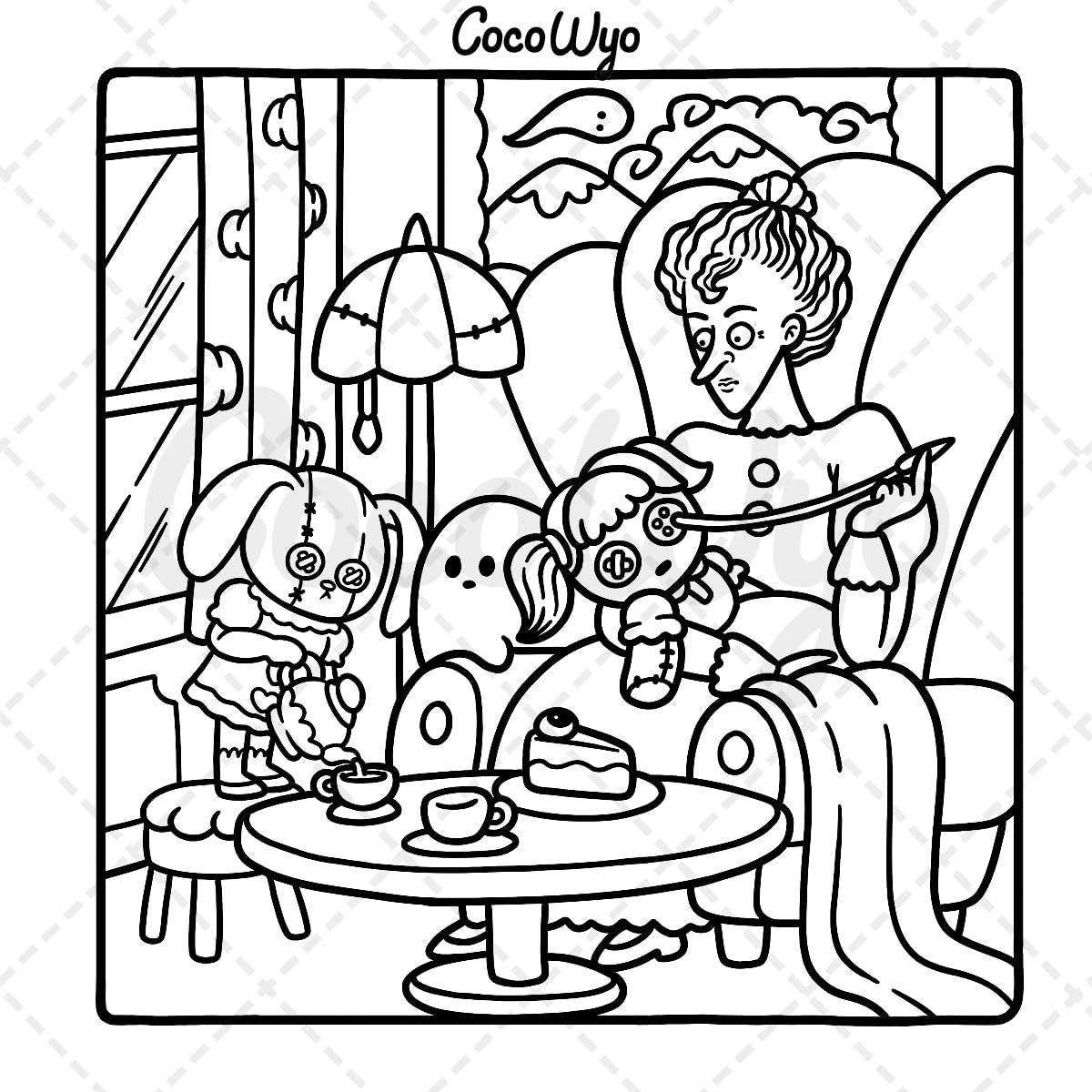 Spooky Cutie: Coloring Book for Adults Featuring Adorable Creepy Creatures in Cozy Hygge Moments for Relaxation