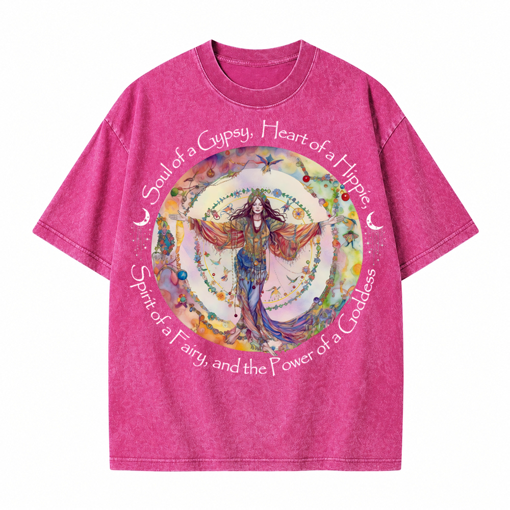 Moonnora Gypsy, Hippie, Fairy, Goddess Tarot Card On Comfort Colors Washed T-Shirt