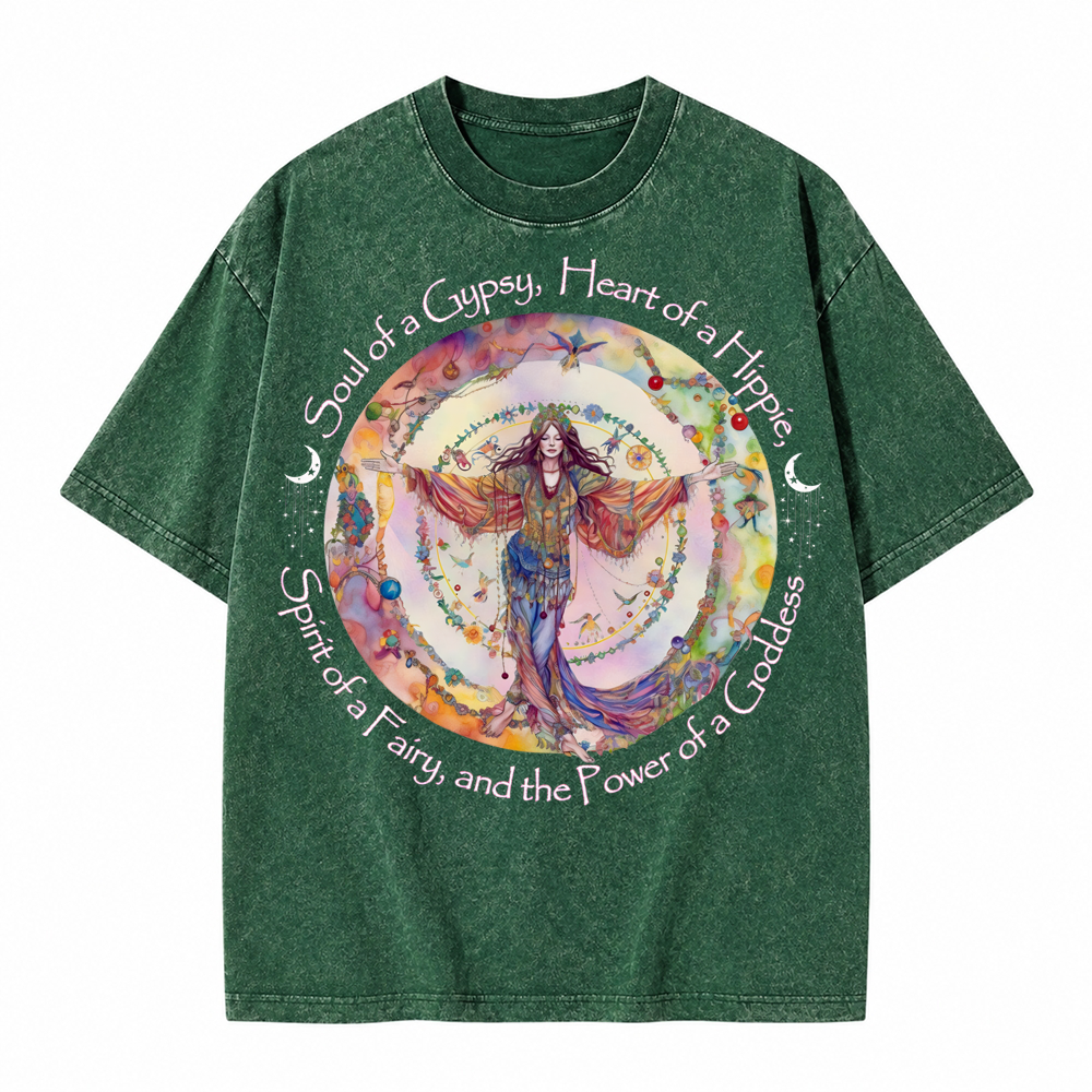 Moonnora Gypsy, Hippie, Fairy, Goddess Tarot Card On Comfort Colors Washed T-Shirt