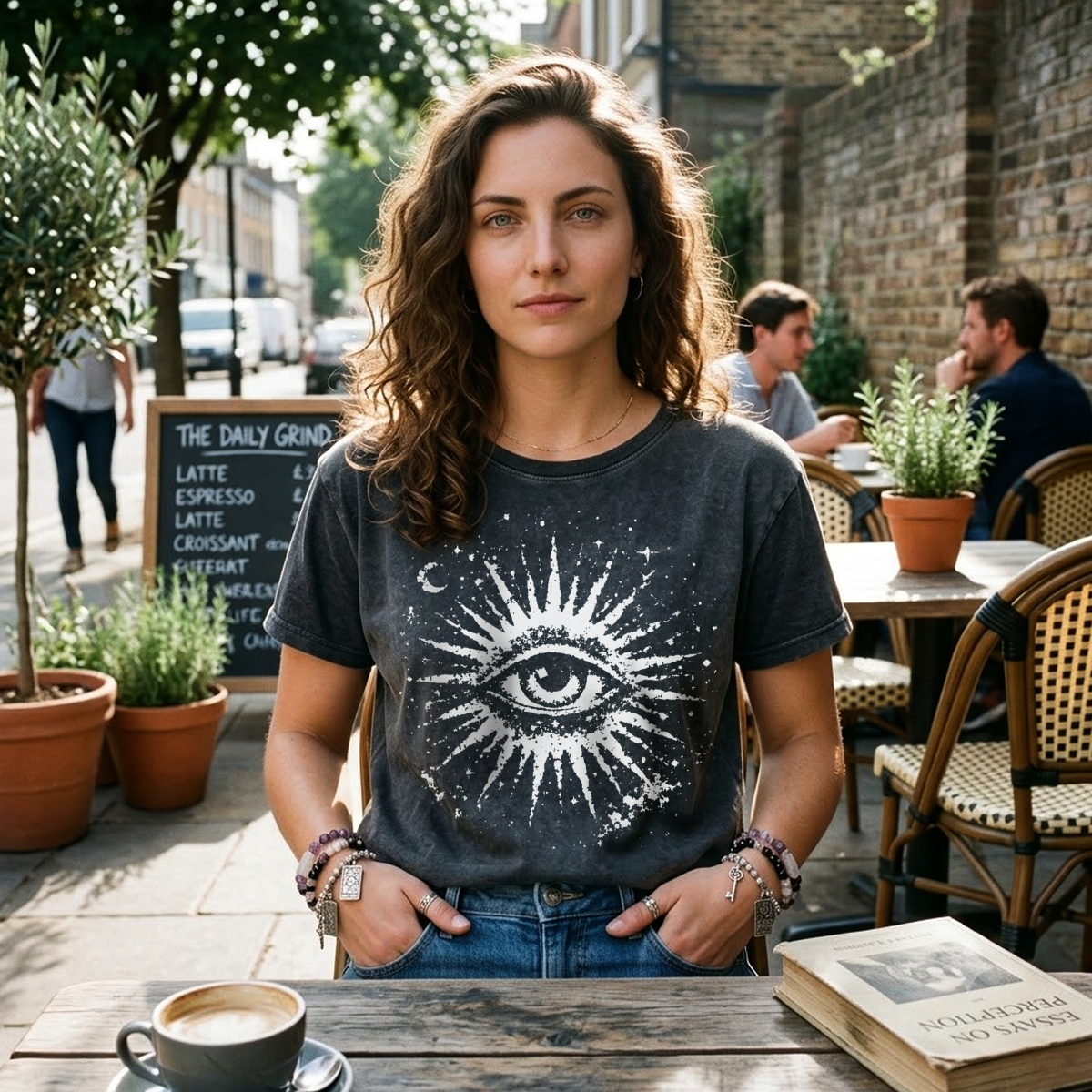 Moonnora Celestial Eye Tarot Card On Comfort Colors Washed T-Shirt