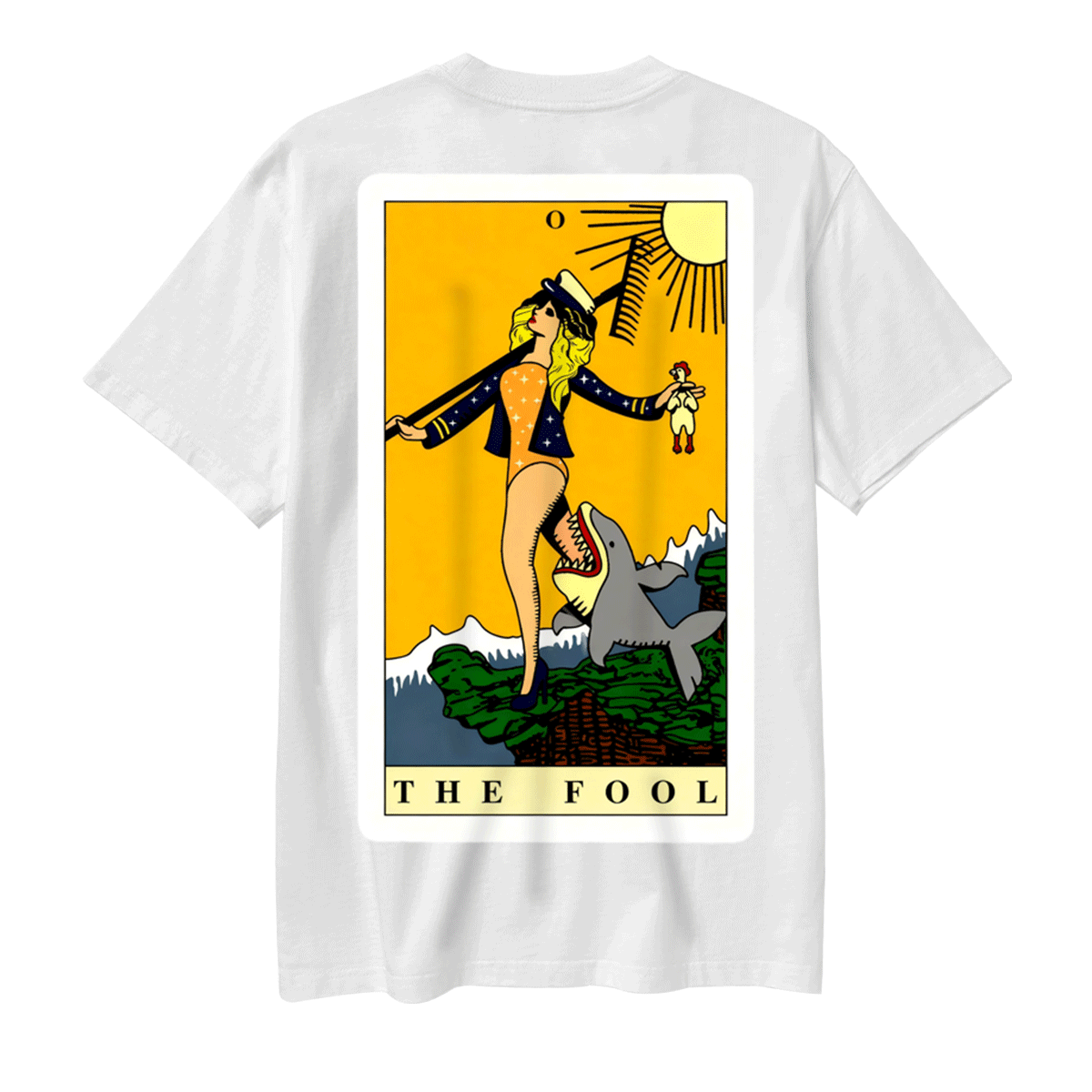 Moonnora Beauty as The Fool Back Tarot Card On Comfort Colors Washed T-Shirt