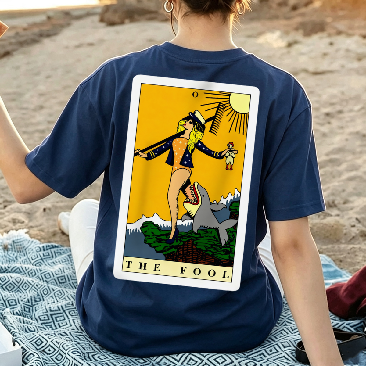 Moonnora Beauty as The Fool Back Tarot Card On Comfort Colors Washed T-Shirt