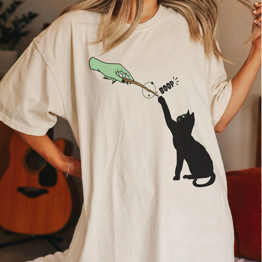 Moonnora Funny Cat Cute Witchy Tarot Card On Comfort Colors T-Shirt