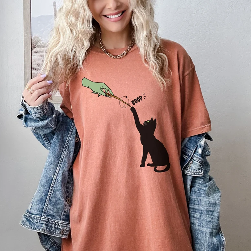 Moonnora Funny Cat Cute Witchy Tarot Card On Comfort Colors T-Shirt