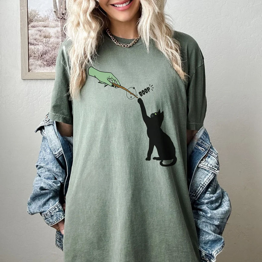 Moonnora Funny Cat Cute Witchy Tarot Card On Comfort Colors T-Shirt