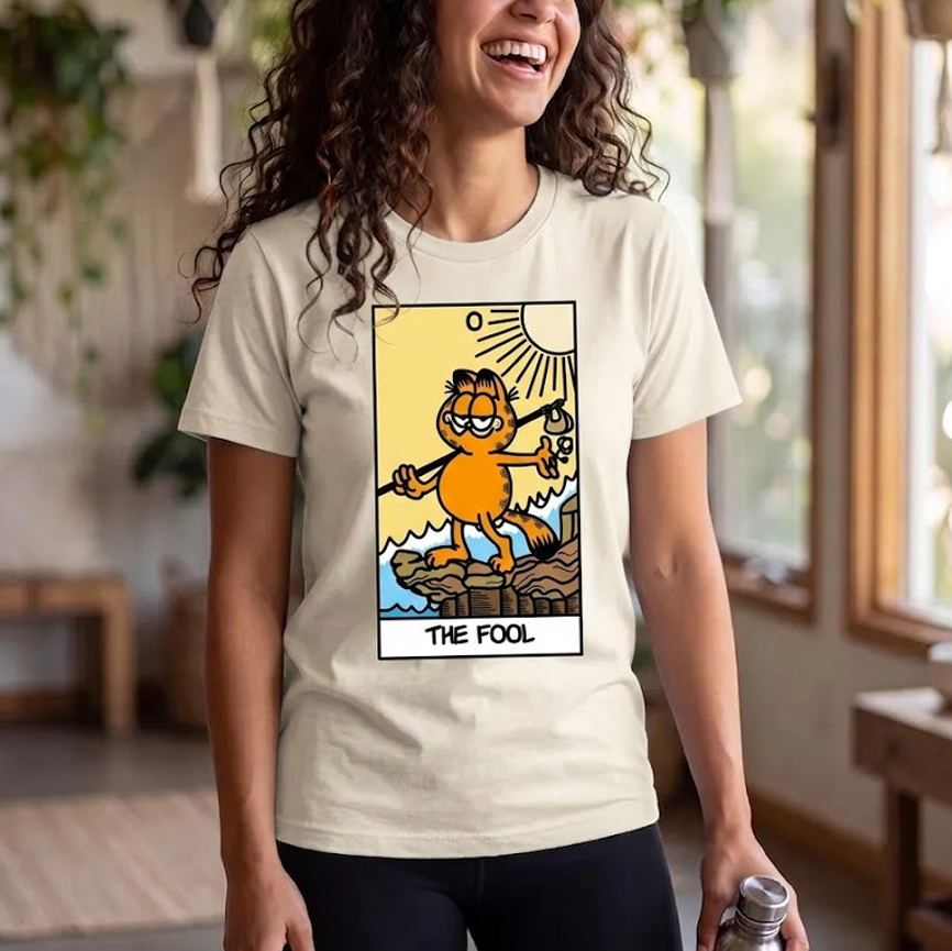 Moonnora the fool Cat Tarot Card On Comfort Colors T-Shirt