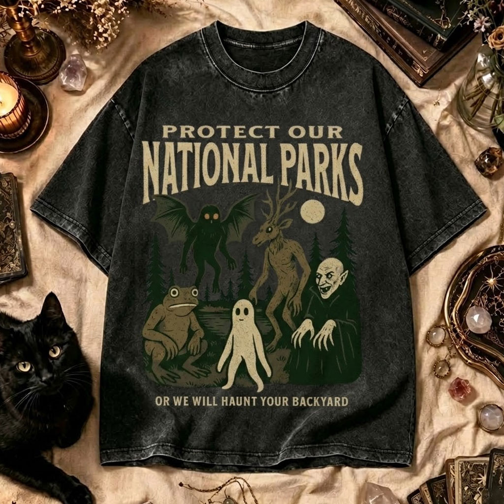Moonnora Cryptidcore Aesthetic Alt National Park Tarot Card On Comfort Colors Washed T-Shirt