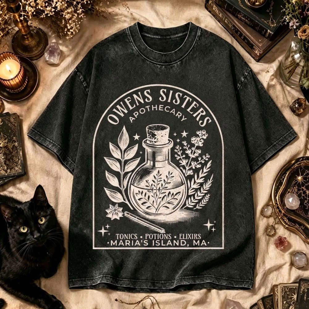 Moonnora Potion Tonic Elixirs Witchy Halloween Tarot Card On Comfort Colors Washed T-Shirt